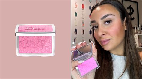 dior blush swatch|Dior blush with flushed cheeks.